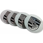 Porsche Wheel Cap Set - Silver with Black Crest 4 Pc