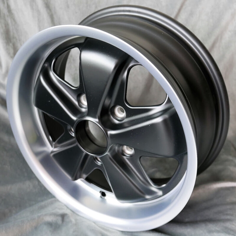 Porsche Fuchs Matt Black with Diamond Cut Lip  - 6x15 - 356 C/SC, 911 -1989, 914/6