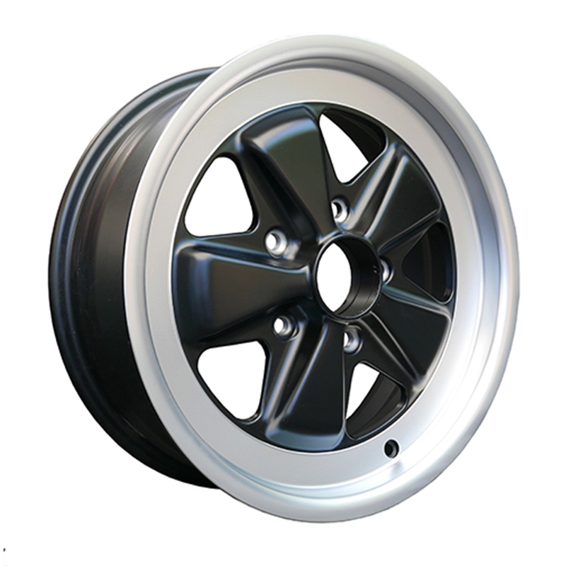 Porsche Fuchs Matt Black with Diamond Cut Lip  - 6x16 - 911 -1989, 914/6