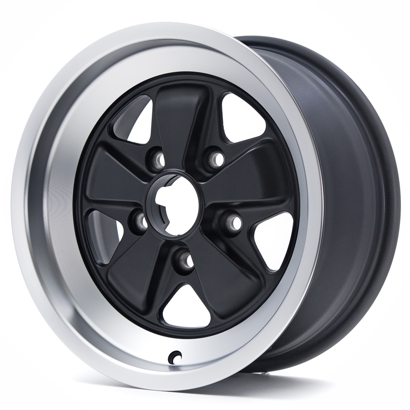 Porsche Fuchs Matt Black with Diamond Cut Lip - 7x15 - 911 -1989, 914/6, 944 -1986, 924 Turbo & Carrera GT
