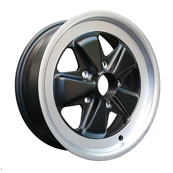 Porsche Fuchs Matt Black with Diamond Cut Lip - 6x16 - 911 -1989, 914/6