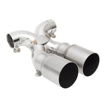 Porsche 718 Boxster/Cayman Deluxe Bolt-On Tips (for OEM exhaust) - Polished Single Wall Stainless Steel Tips