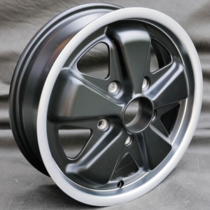 Porsche Fuchs Style Black with Diamond Cut Lip Wheel - 4.5x15 - 356 C/SC, 911 -1969, 912