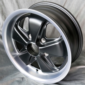 Porsche Fuchs Matt Black Diamond Cut Style Wheel - 356C/SC, 911 -1989, 914/6 - 6X15