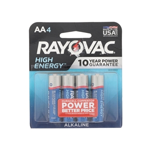 Consumer Battery - RAYOVAC High Energy Alkaline - AA Size (4 Pack) - 553579024